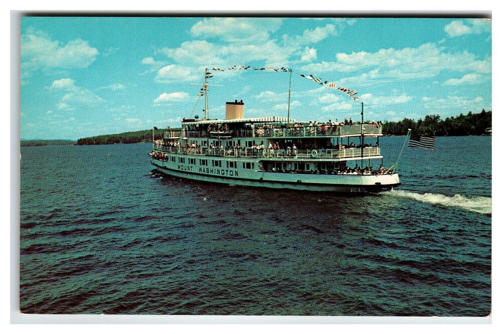 M/V Mt. Washington Steamboat Lake Winnipesaukee NH Lusterchrome Postcard